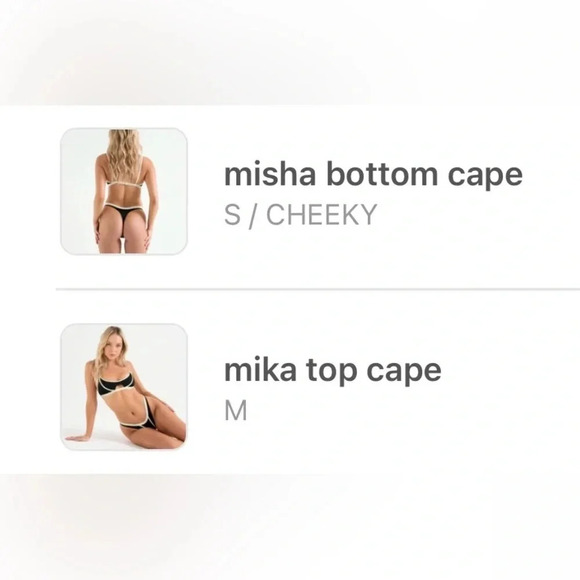 NWT OneOne Swimwear Bikini SET Black White Cape Mika Misha Cheeky Medium Small - Picture 4 of 8